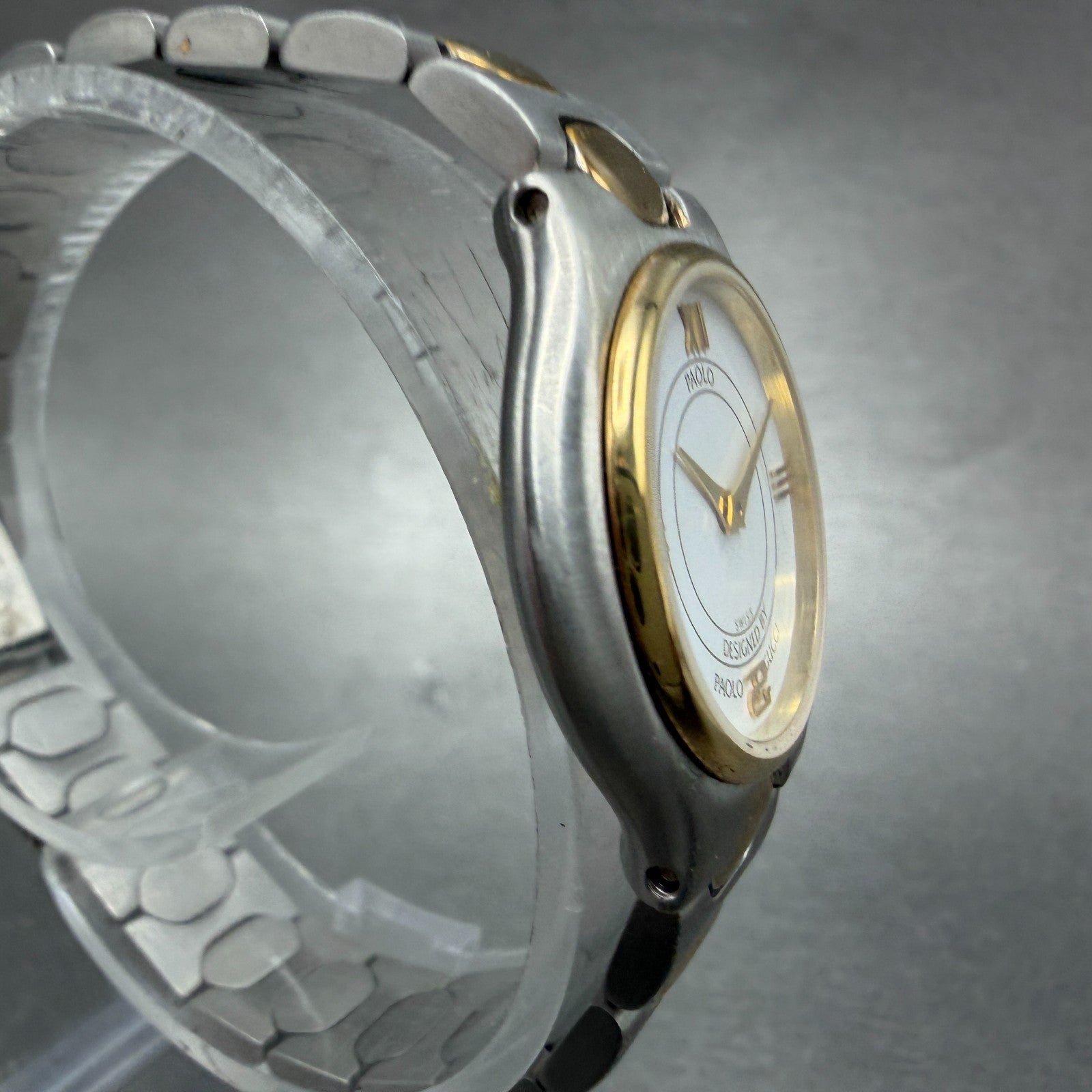 Paolo Gucci Watch Women 26mm White Dial Two Tone Round New battery NOS VTG3