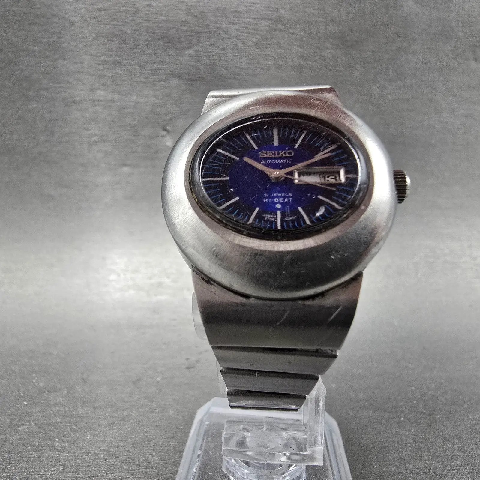 Seiko Automatic Watch Women 31mm Blue Dial Silver Tone READ!!!!!! 2706-7020 Runs6