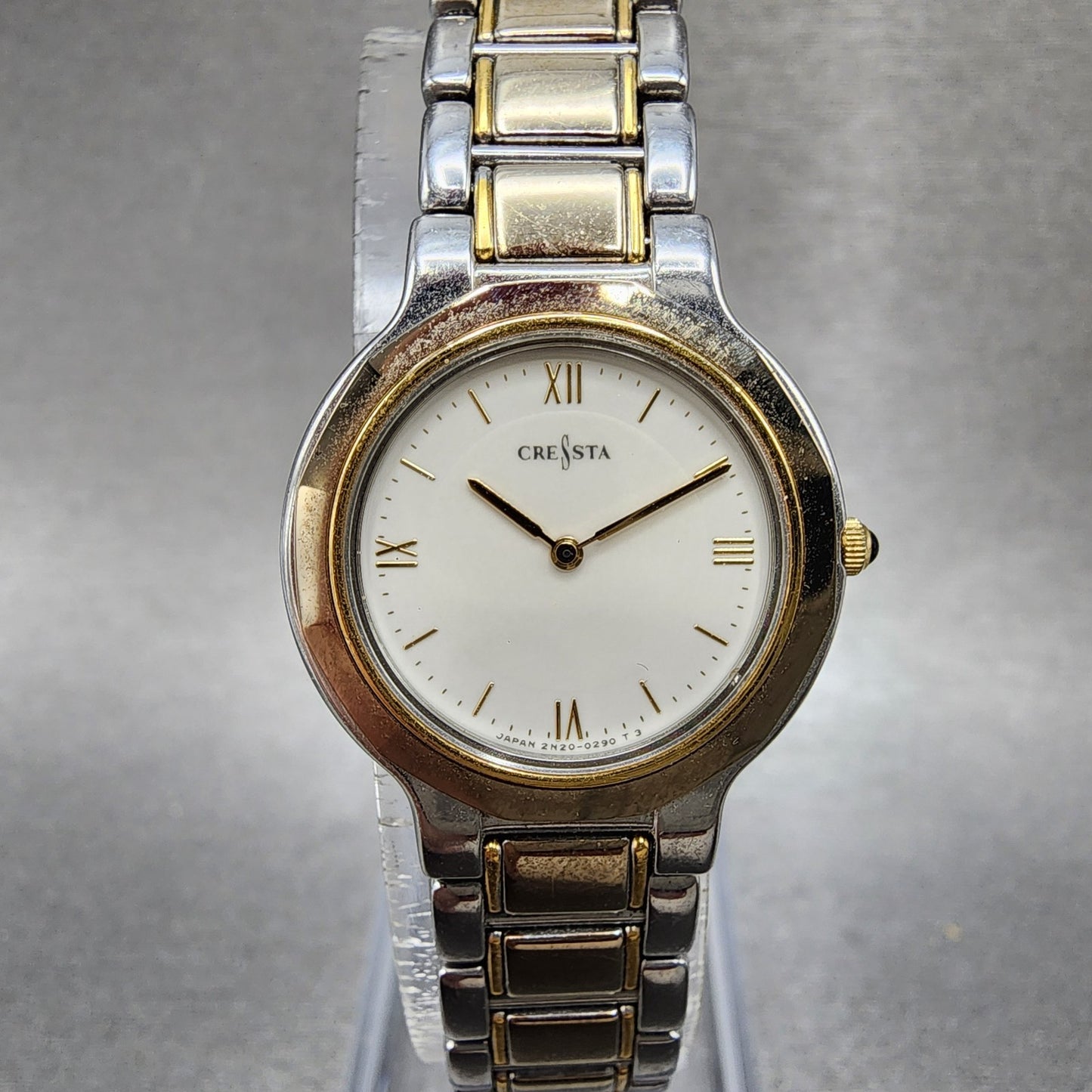 Seiko Cressta Watch Women 23mm White Dial Two Tone Round 2N200130 New Battery0