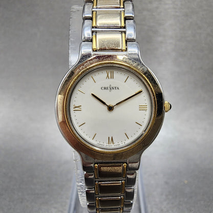 Seiko Cressta Watch Women 23mm White Dial Two Tone Round 2N200130 New Battery0