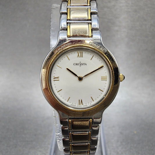 Seiko Cressta Watch Women 23mm White Dial Two Tone Round 2N200130 New Battery0