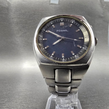 Fossil Blue Watch Men 39mm Blue Dial Silver Tone Round AM-3604 New Battery5