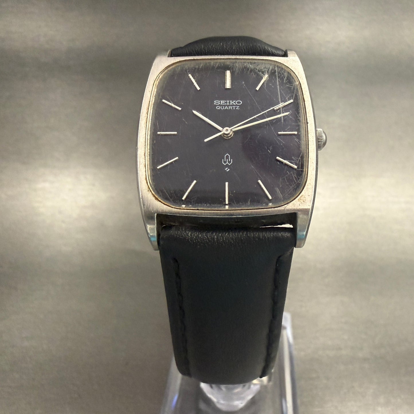 Seiko Watch Men 28mm Black Dial Silver Tone Rectange 7830-5040 New Battery5