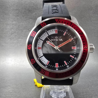 Invicta Specialty Watch Men 45mm Black Dial Silver Tone Red 12845 New Battery BK6