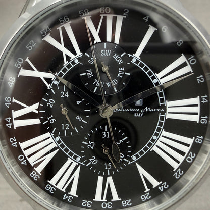 Salvatore Marra Chronograph Watch Men 48mm Black Dial Steel Date Round new batt2