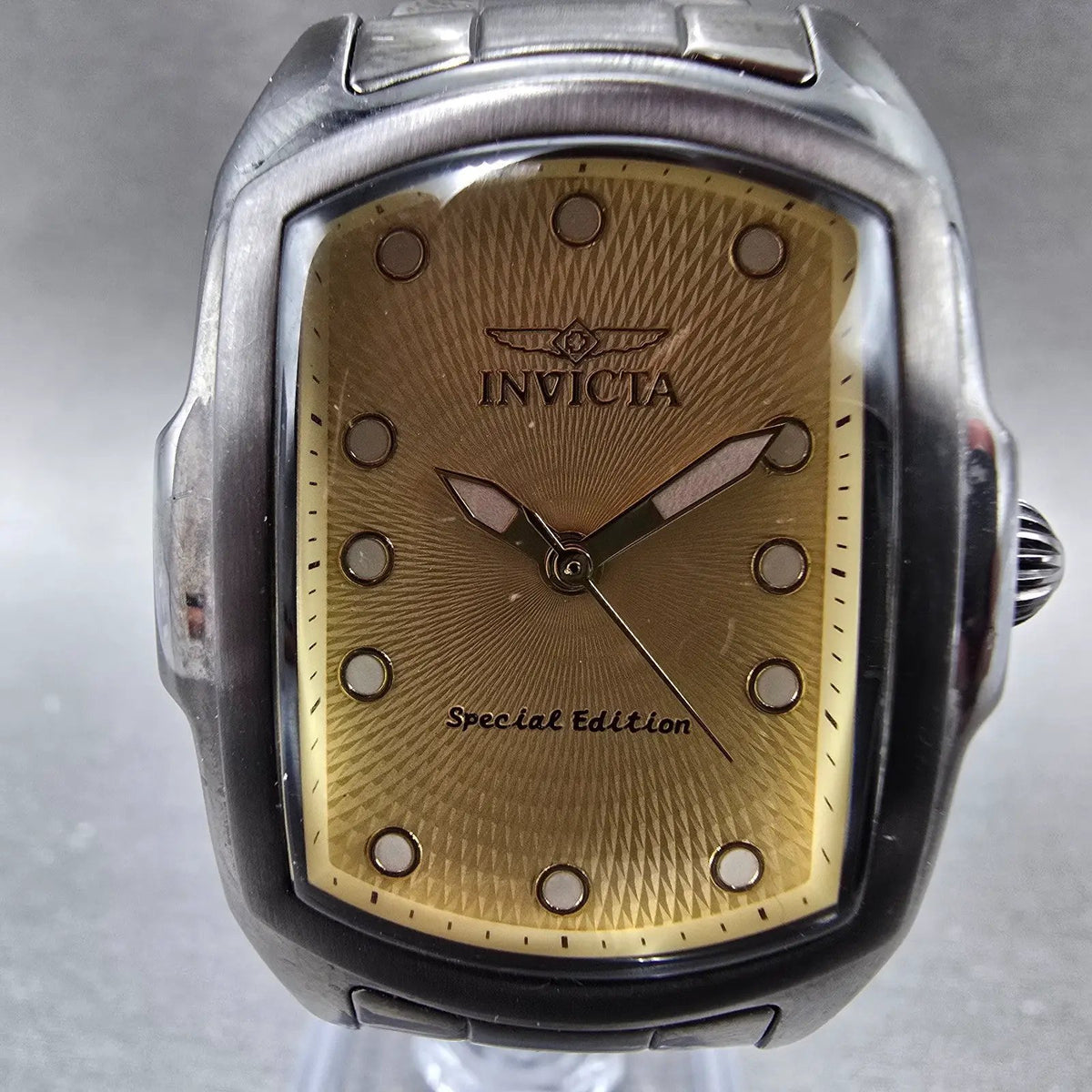Invicta Lupah Watch 29mm Yellow Dial Black Tone Rectangle 17777 New Battery1