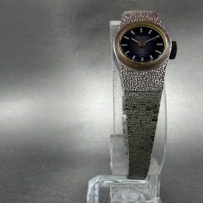 Seiko Watch Women 16mm Blue Dial Silver Tone Manual Round 11-0450 Runs5