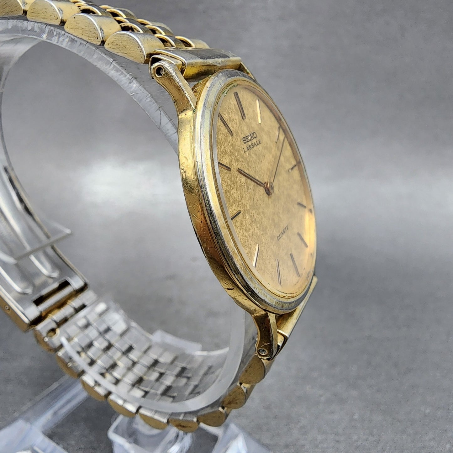 Seiko Lassale Watch Men 32mm Champagne Dial Gold Tone Round 59307049 PARTS4