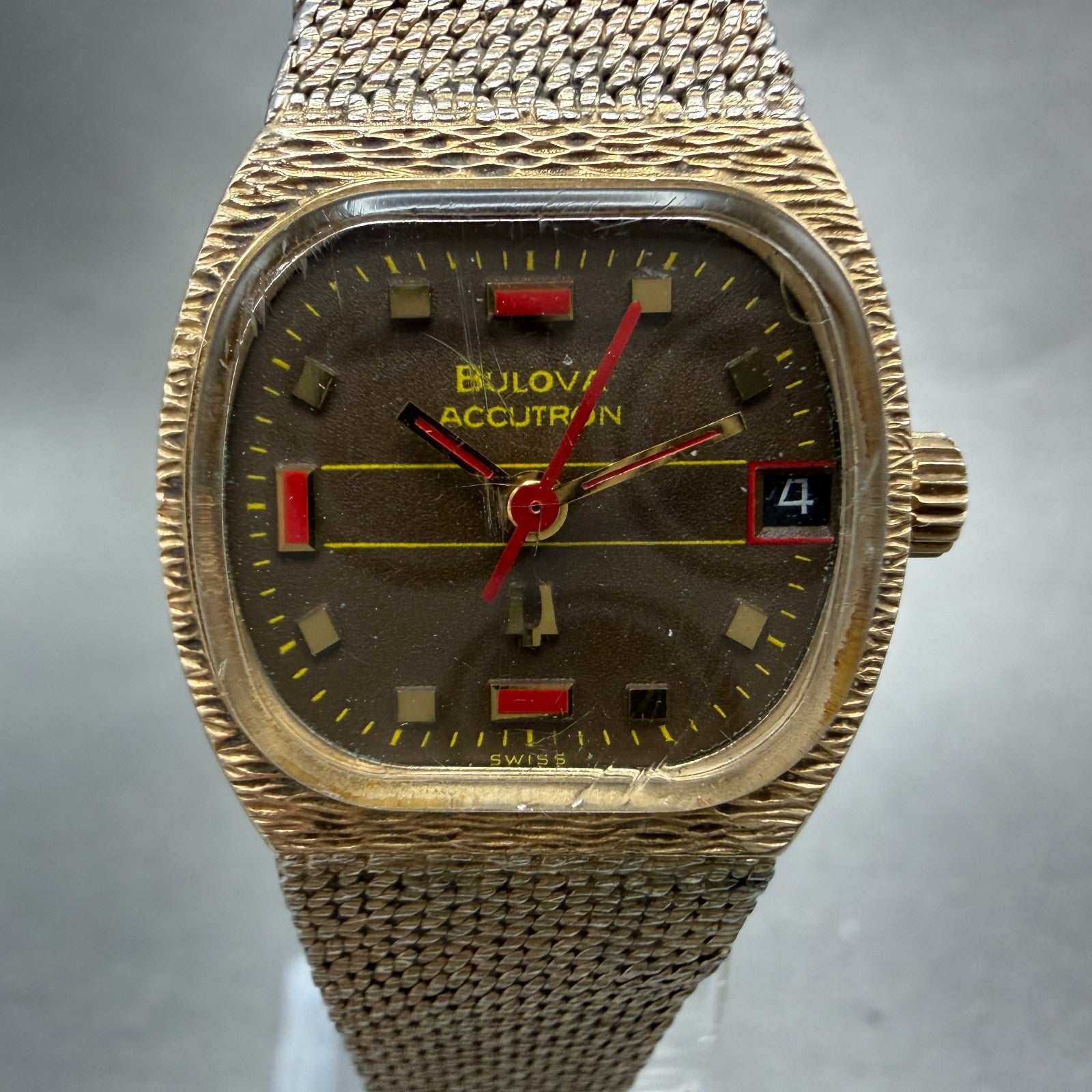 Bulova Accutron Watch Women 23mm Brown Dial Gold Tone Date New Battery Vintage0