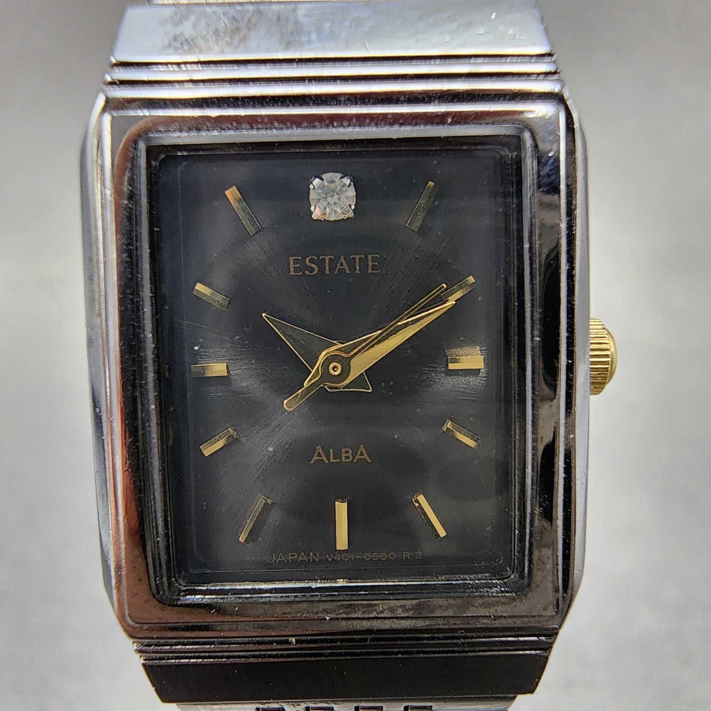 Seiko Alba Estate Tank Watch Women 18mm Black Dial Black Tone V4015130 New Batt1