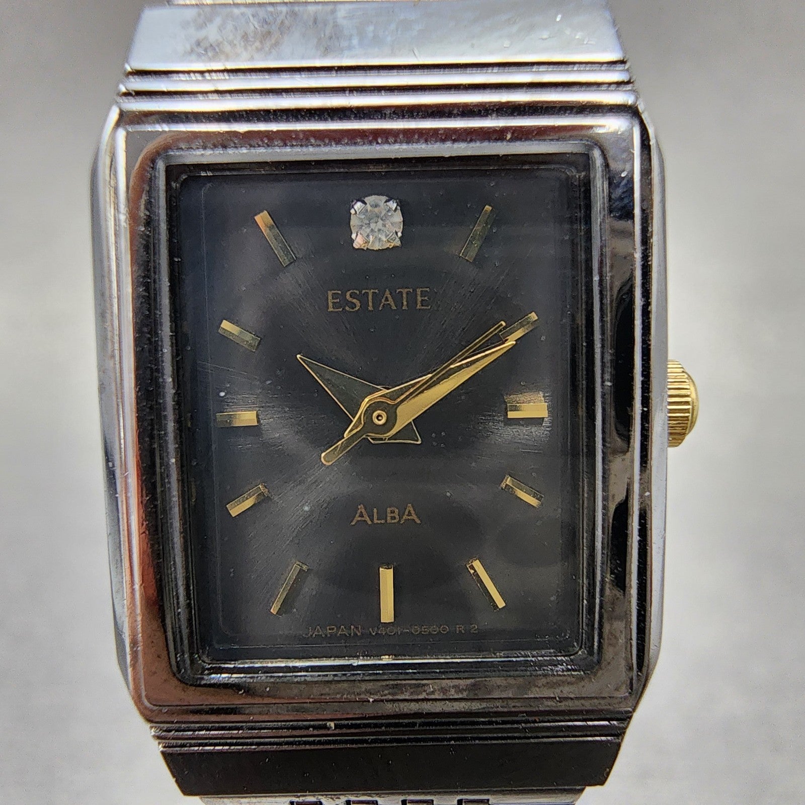 Seiko Alba Estate Tank Watch Women 18mm Black Dial Black Tone V4015130 New Batt1