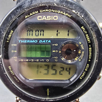 Casio G-Shock DW-6100 Watch Men 41mm Black Thermometer alarm Chrono READ! NewBat1