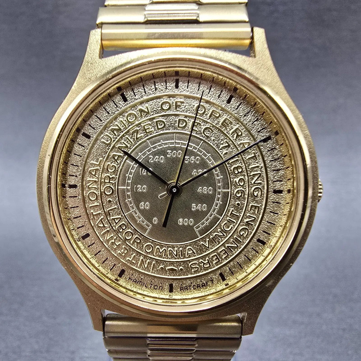 Hamilton Watch Men 34mm Champagne Dial Gold Round 9812U Operating Engineers PART0
