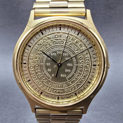 Hamilton Watch Men 34mm Champagne Dial Gold Round 9812U Operating Engineers PART0
