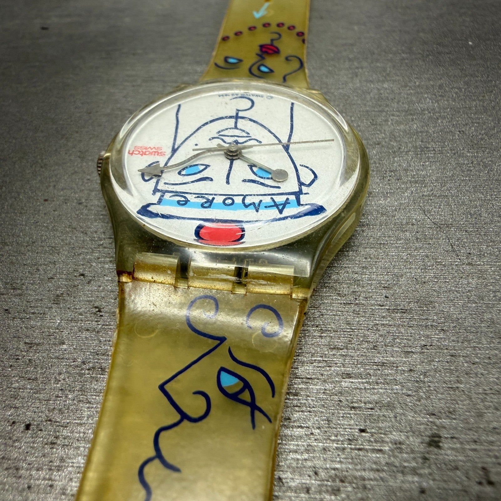 Swatch Flowers Watch Unisex 34mm White Dial Clear Case GK207 Round New Battery4
