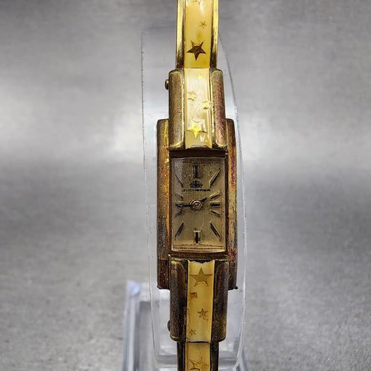 Bucherer Watch Women 11mm Champange Dial Gold Tone Rectangle Star Enamel PARTS