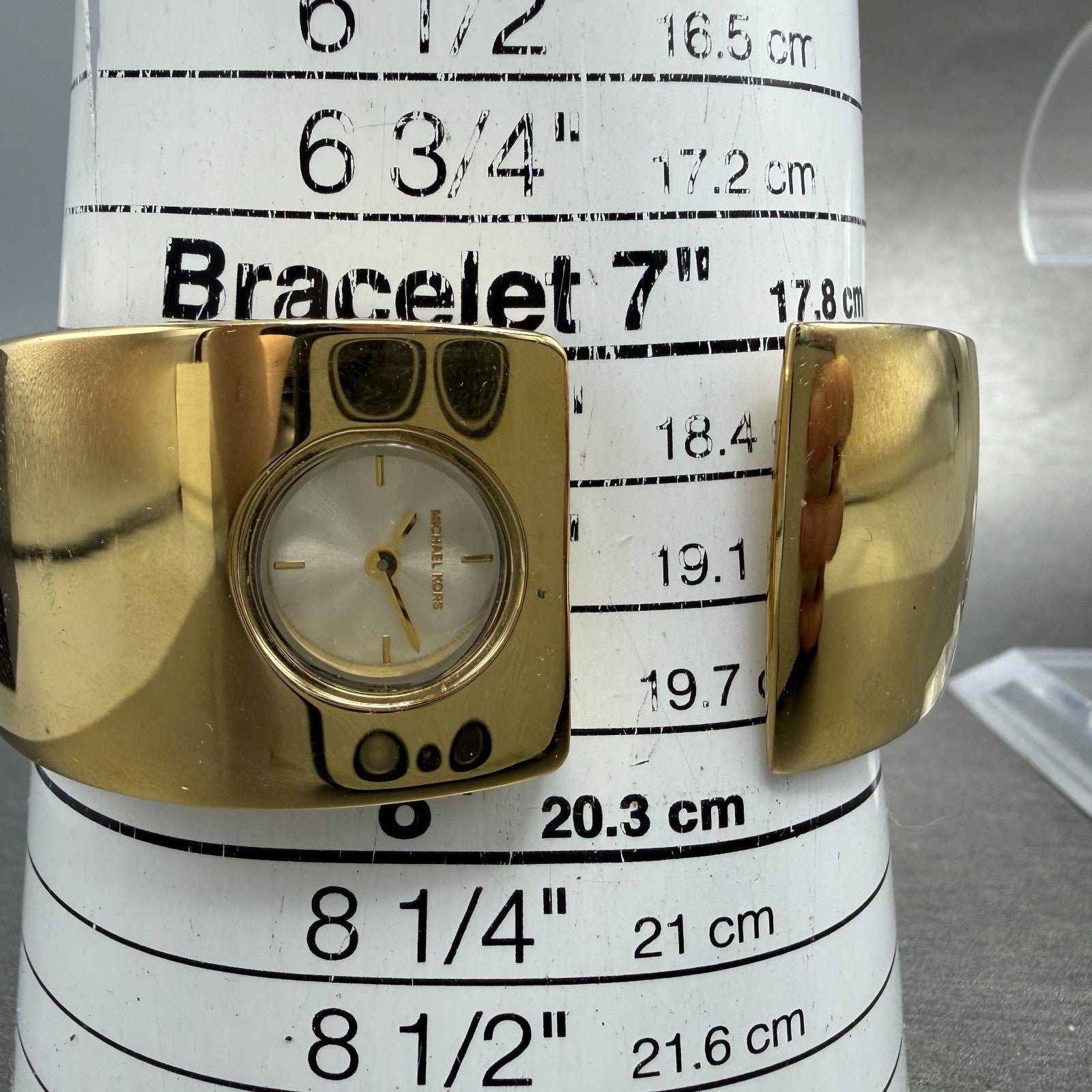 Michael kors Bangle Watch Women 28mm Champagne Dial Gold Tone MK-3497 New Batt12