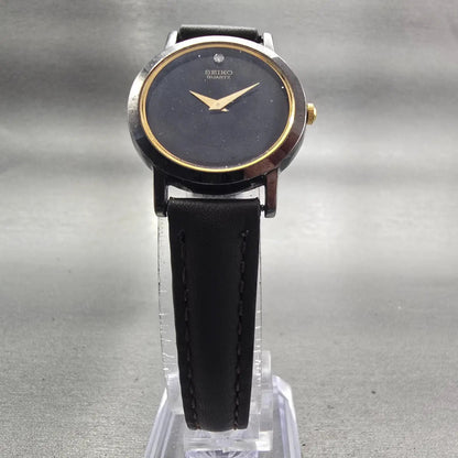 Seiko Watch Women 25mm Black Dial Black Tone Round 1N00-0C99 New Battery Vintage5
