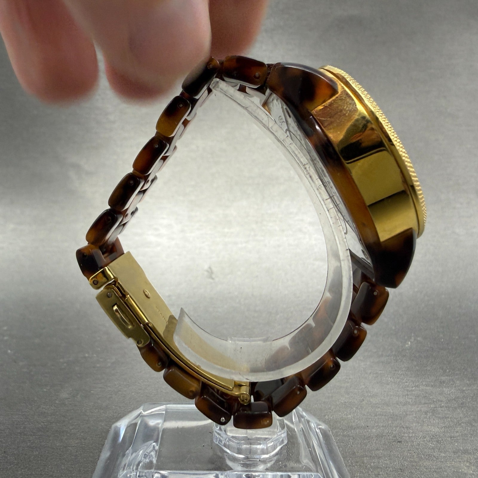 Michael Kors Watch Women 37mm Brown Dial Gold Brown Tone Daydate New Battery PT8