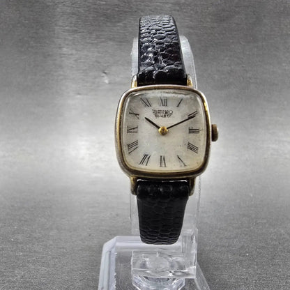 Seiko Tank Watch Women 19mm White Dial Gold Tone 5420-5020 Square New Battery5