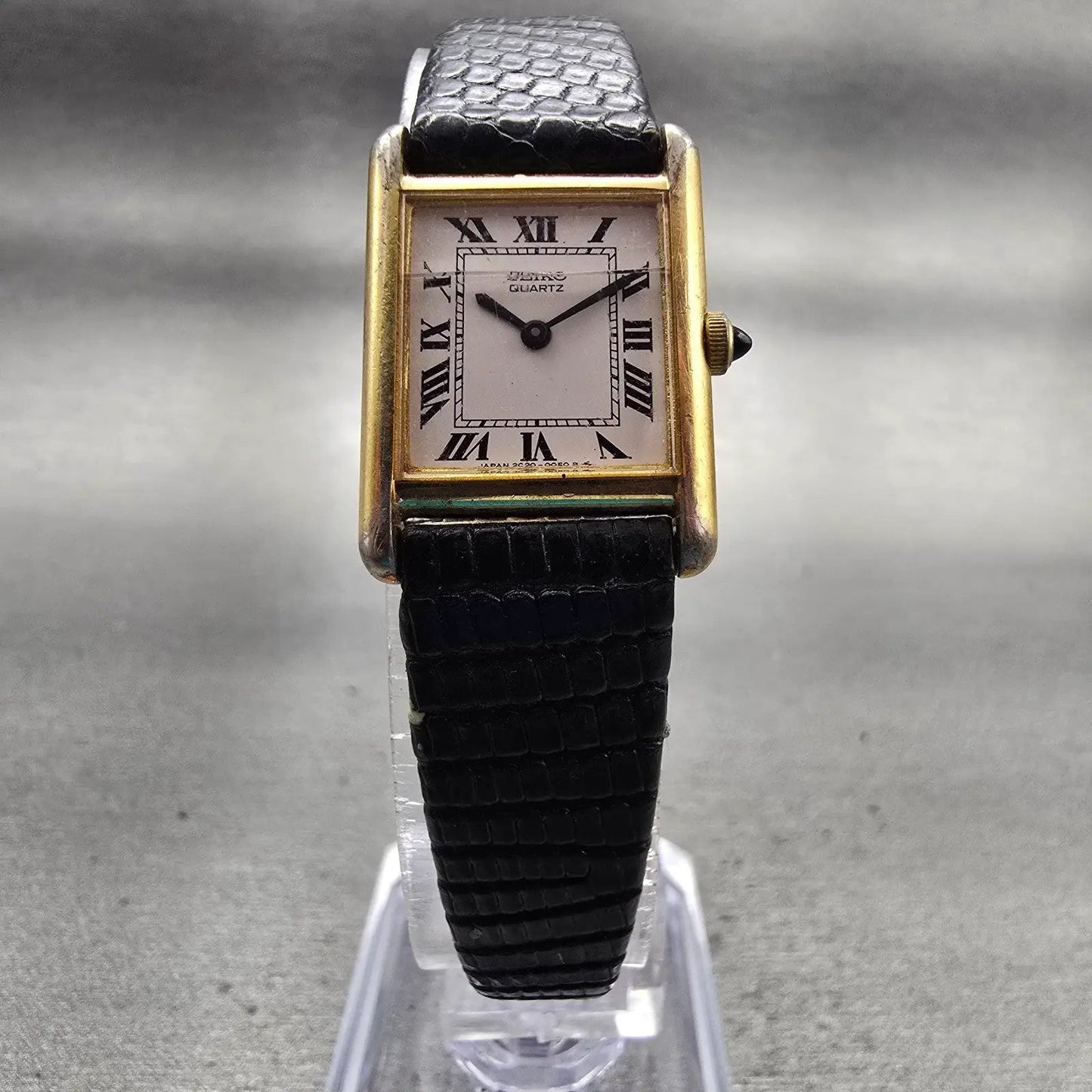 Seiko Tank Watch Women 17mm White Dial Gold Tone Rectangle 2C20-5019 New Battery5