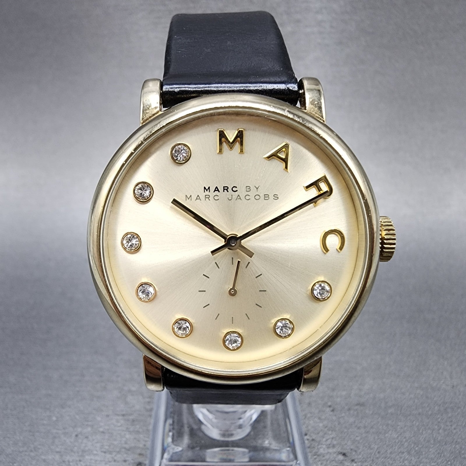Marc By Marc Jacobs Baker Watch Women 36mm Gold Dial Gold Tone Round New Battery0