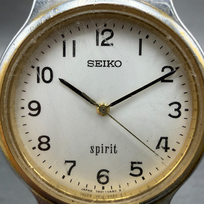 Seiko Spirit Watch Men 34mm White Dial Two Tone Round 7n01-6a70 New Battery VTG1