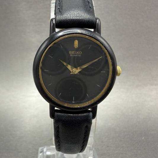 Seiko Watch Women 20mm Black Dial Black Tone Round 2y00-0G49 New Battery VTG ABC0