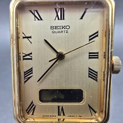 Seiko Tank Watch Unisex 22mm Gold Dial Gold Tone Rectangle E029-5450 PARTS2
