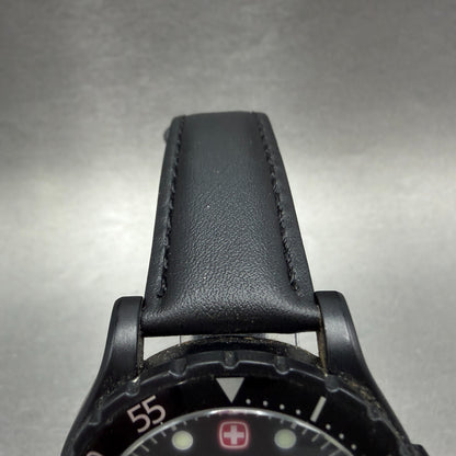 Wenger Dive Watch Men 41mm Black Dial Black Tone Date Round 709DX New Battery4