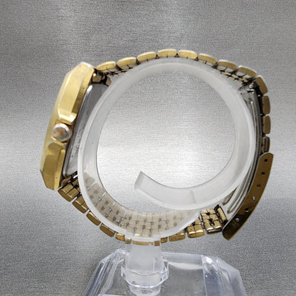 Seiko Chronos Watch Men 30mm Champagne Dial Gold Tone Daydate 5h23-5110 New Batt