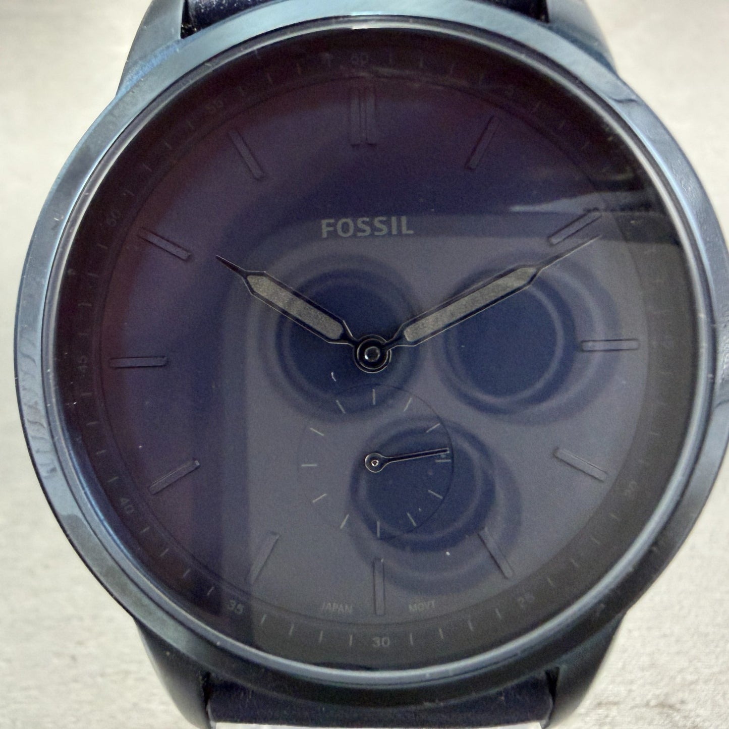 Fossil Watch Men 44mm Blue Dial Blue Tone Round Small Seconds FS5448 New Battery1