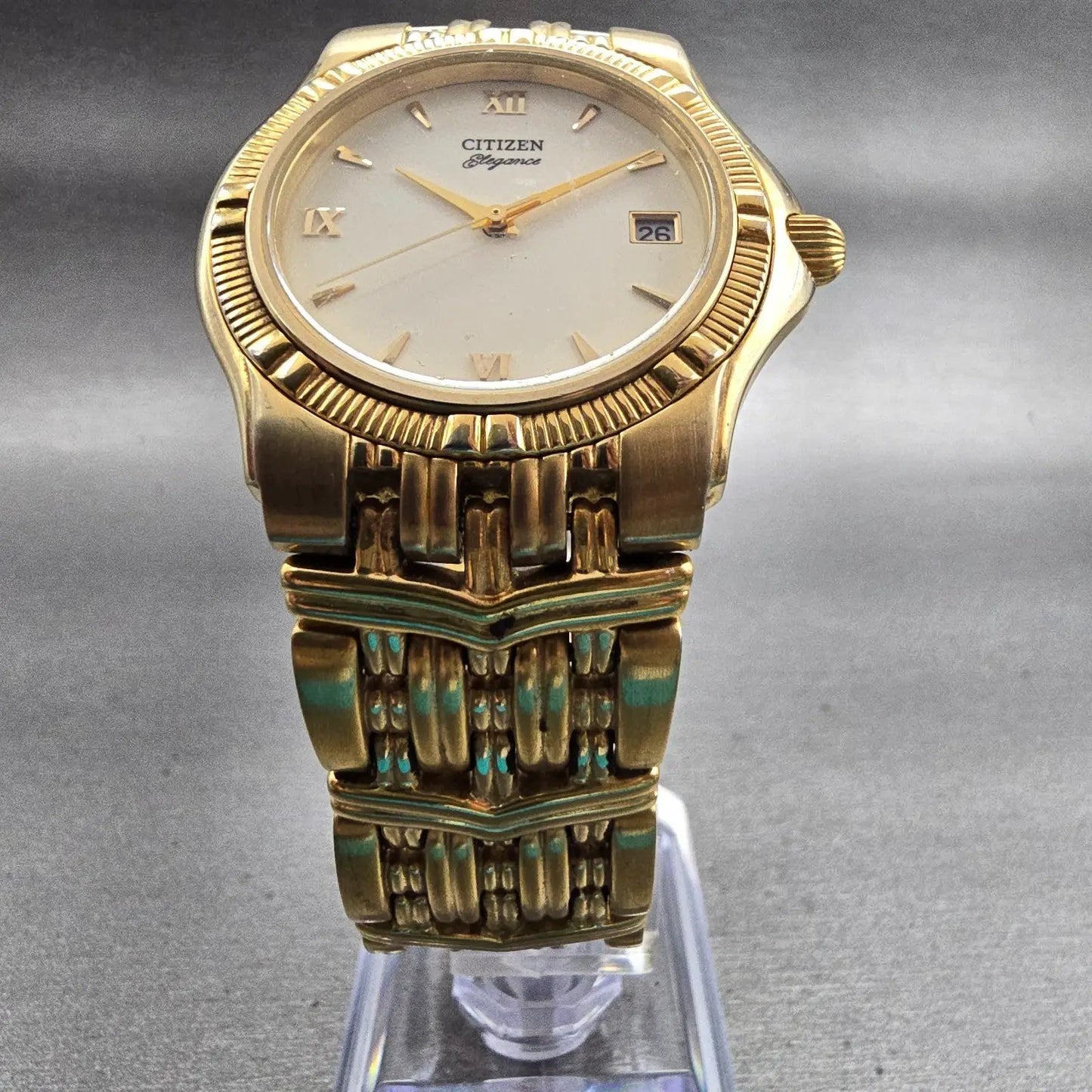Citizen Elegance Watch Men 35mm Cream Dial Gold Tone Date 5510-H14291 New Batt5