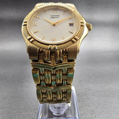 Citizen Elegance Watch Men 35mm Cream Dial Gold Tone Date 5510-H14291 New Batt5