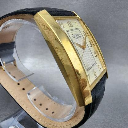 Bulova Caravelle Tank Watch Men 30mm Cream Dial Gold Tone Rectangle New Battery3