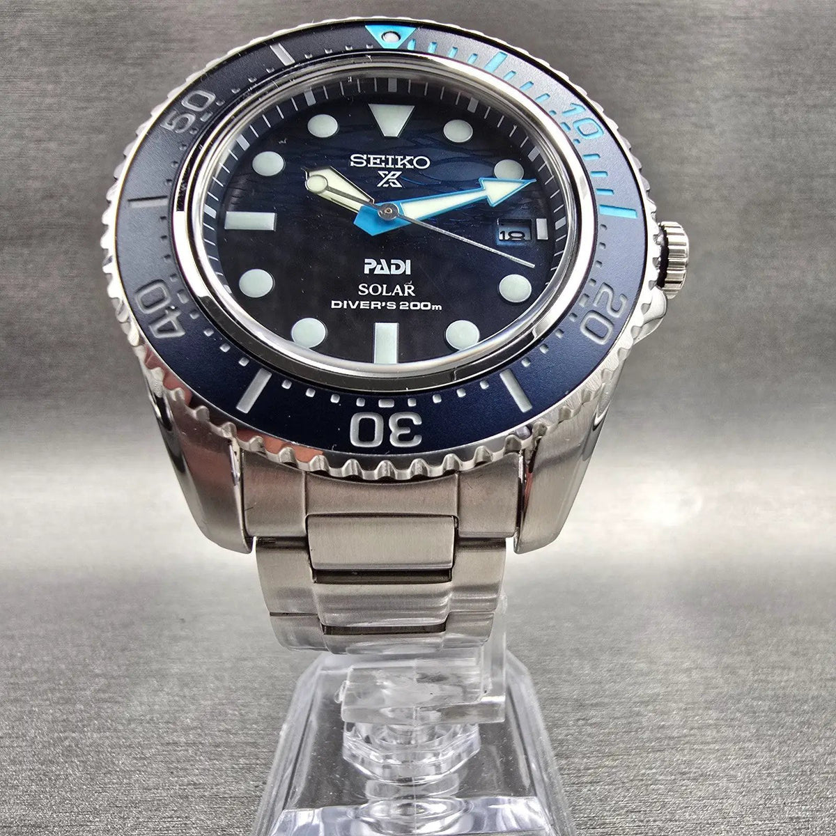 Seiko Prospex PADI Great Blue Watch Men 43mm Blue Dial Steel Solar SBDJ057 W/Box6