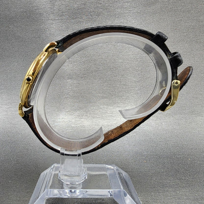 Movado Watch Men 34mm Black Dial Gold Tone Round 87E40885 New Battery6