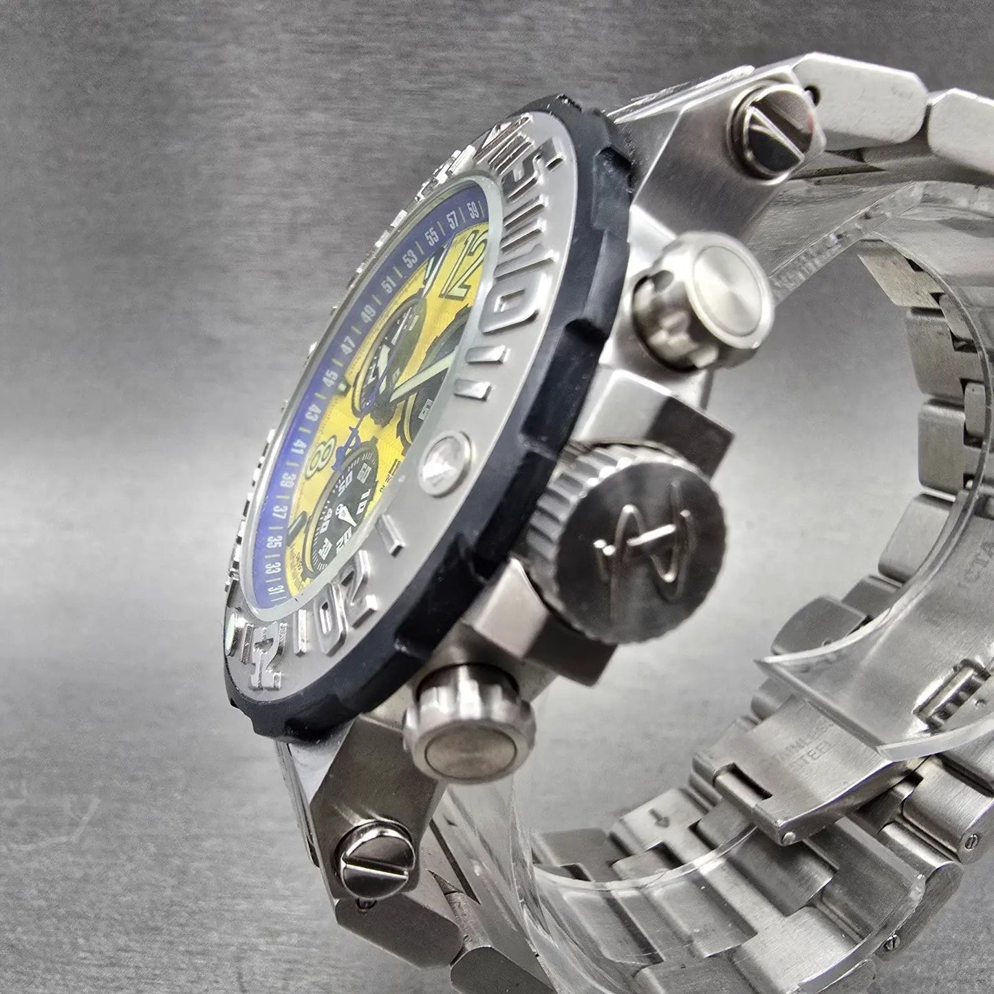 Invicta Reserve Chronograph Dive Watch Men 46mm Yellow Dial Steel New Battery2