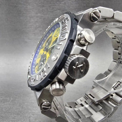 Invicta Reserve Chronograph Dive Watch Men 46mm Yellow Dial Steel New Battery2