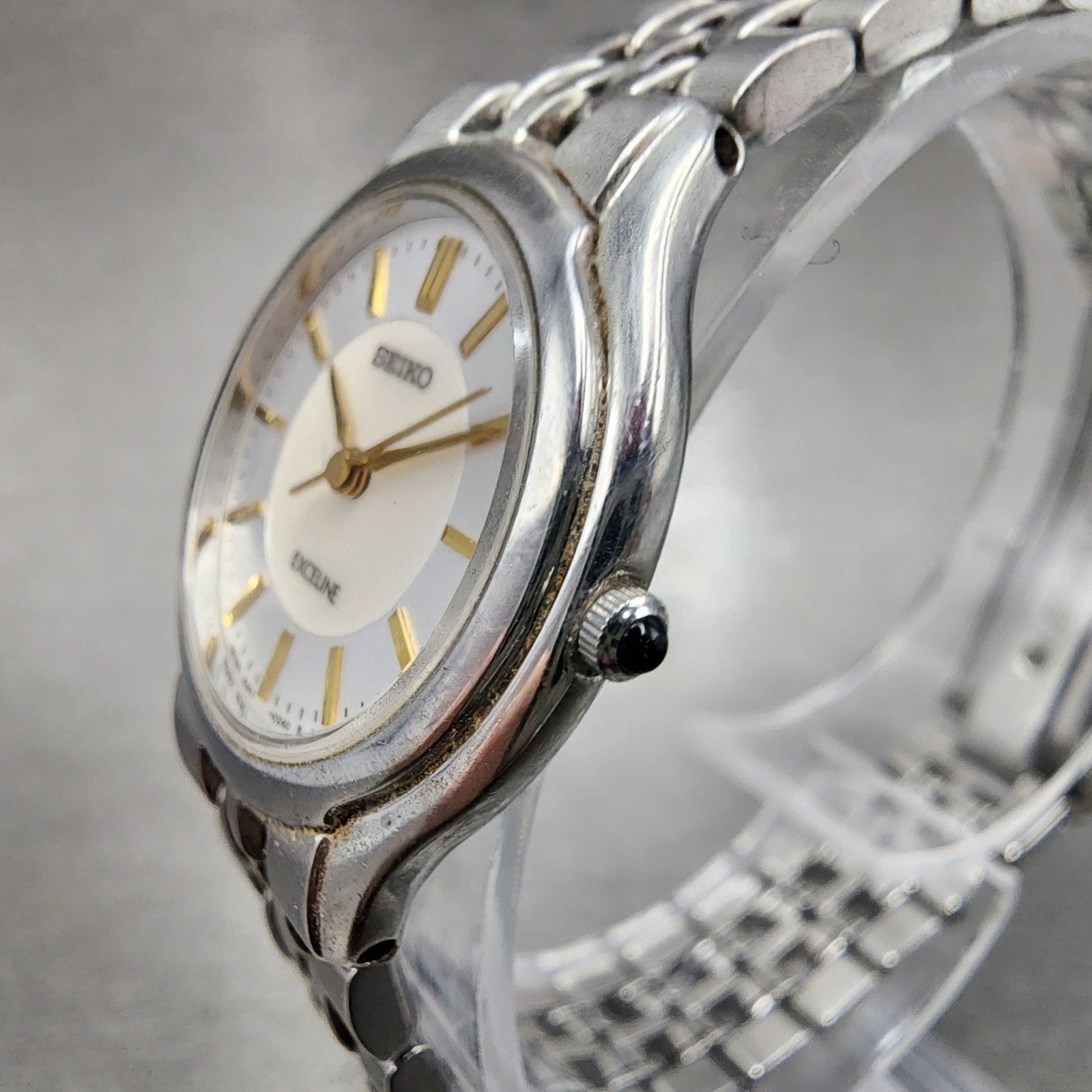 Seiko Exceline Watch Women 25mm MOP Dial Stainless Steel Round 4J410030 New Bat2