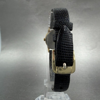 Seiko Watch Women 20mm Black Dial Gold Tone Round Vintage 1N00-0F69 New BatteryJ7