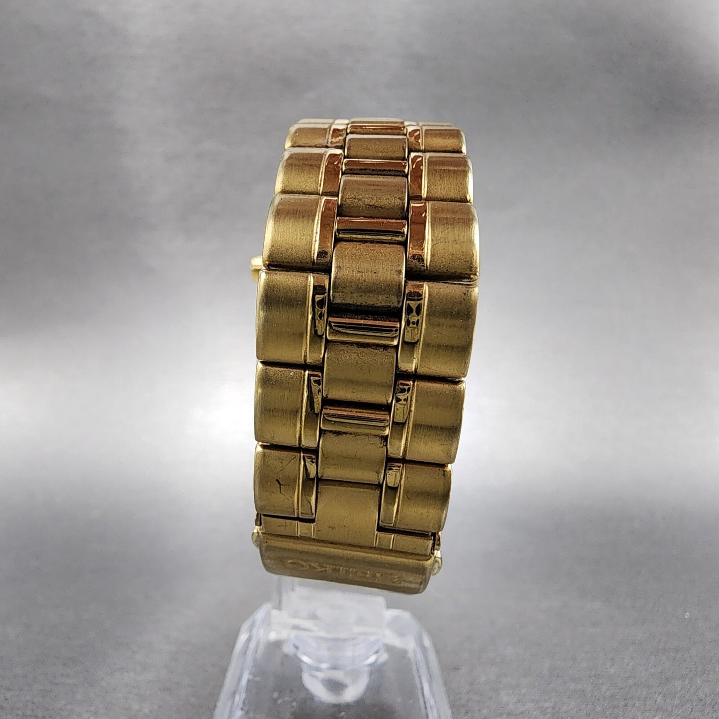 Seiko Kinetic Watch Men 38mm White Dial Gold Tone Date Round 5M420K69 PARTS8