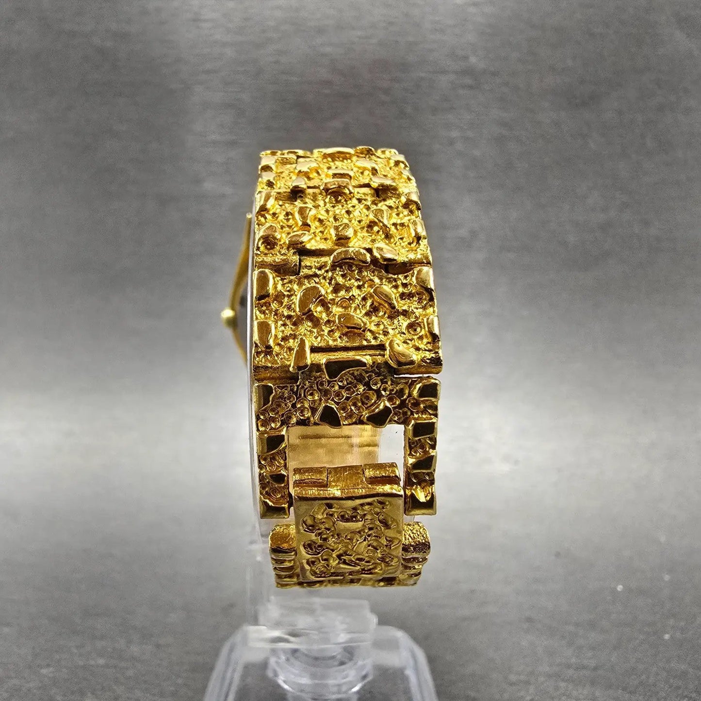 Gruen Watch Men 33mm Gold Dial Gold Nugget Case Tone New Battery Vintage7