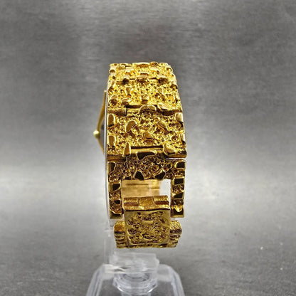 Gruen Watch Men 33mm Gold Dial Gold Nugget Case Tone New Battery Vintage7