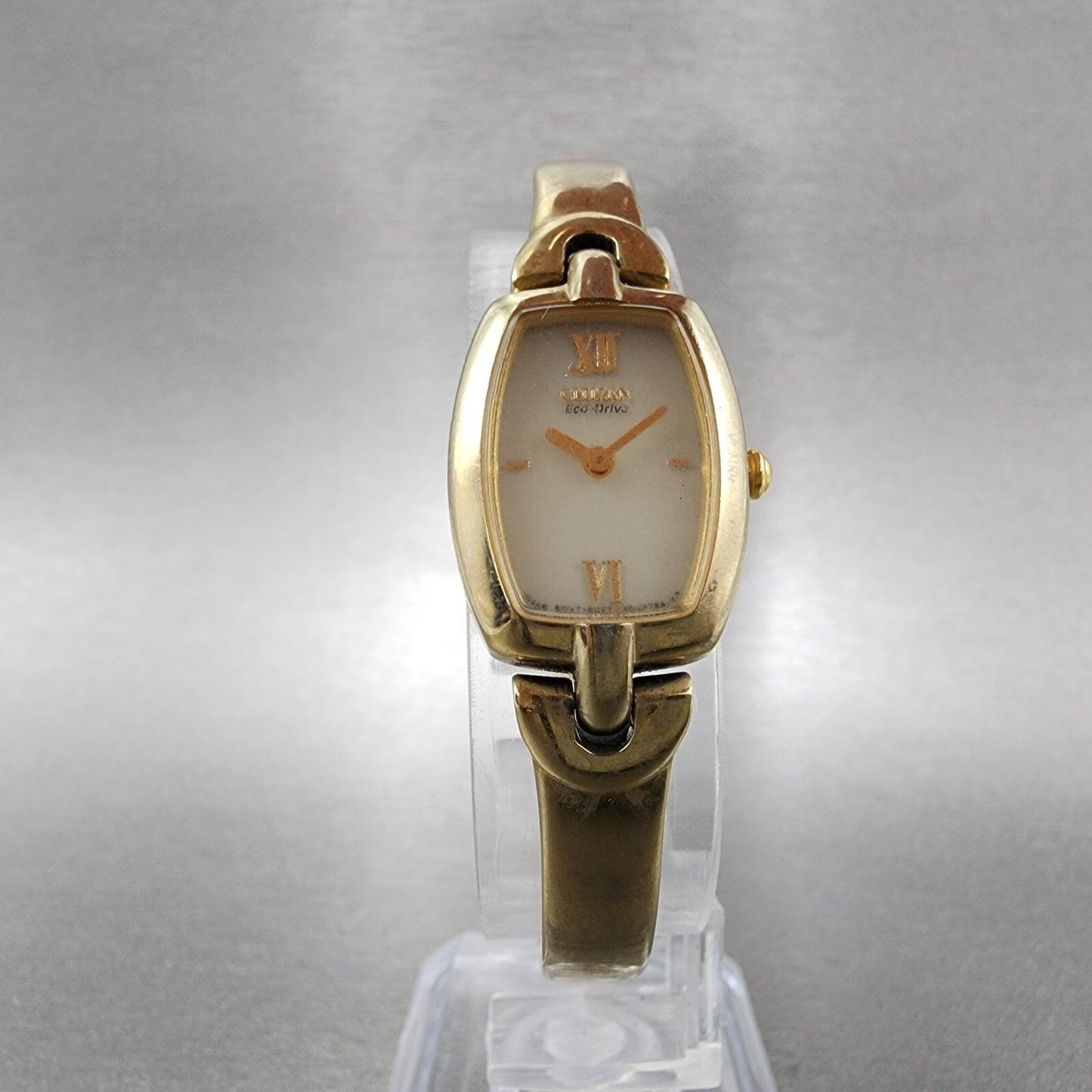 Citizen EcoDrive Watch Women 17mm White Dial Gold Tone B023S023106 Runs5