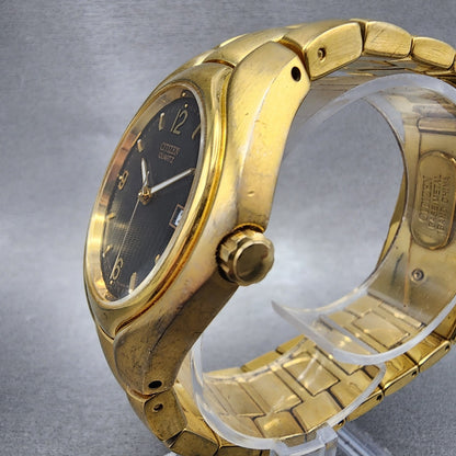 Citizen Watch Men 37mm Black Dial Gold Tone Round 2510H29850 New Battery2