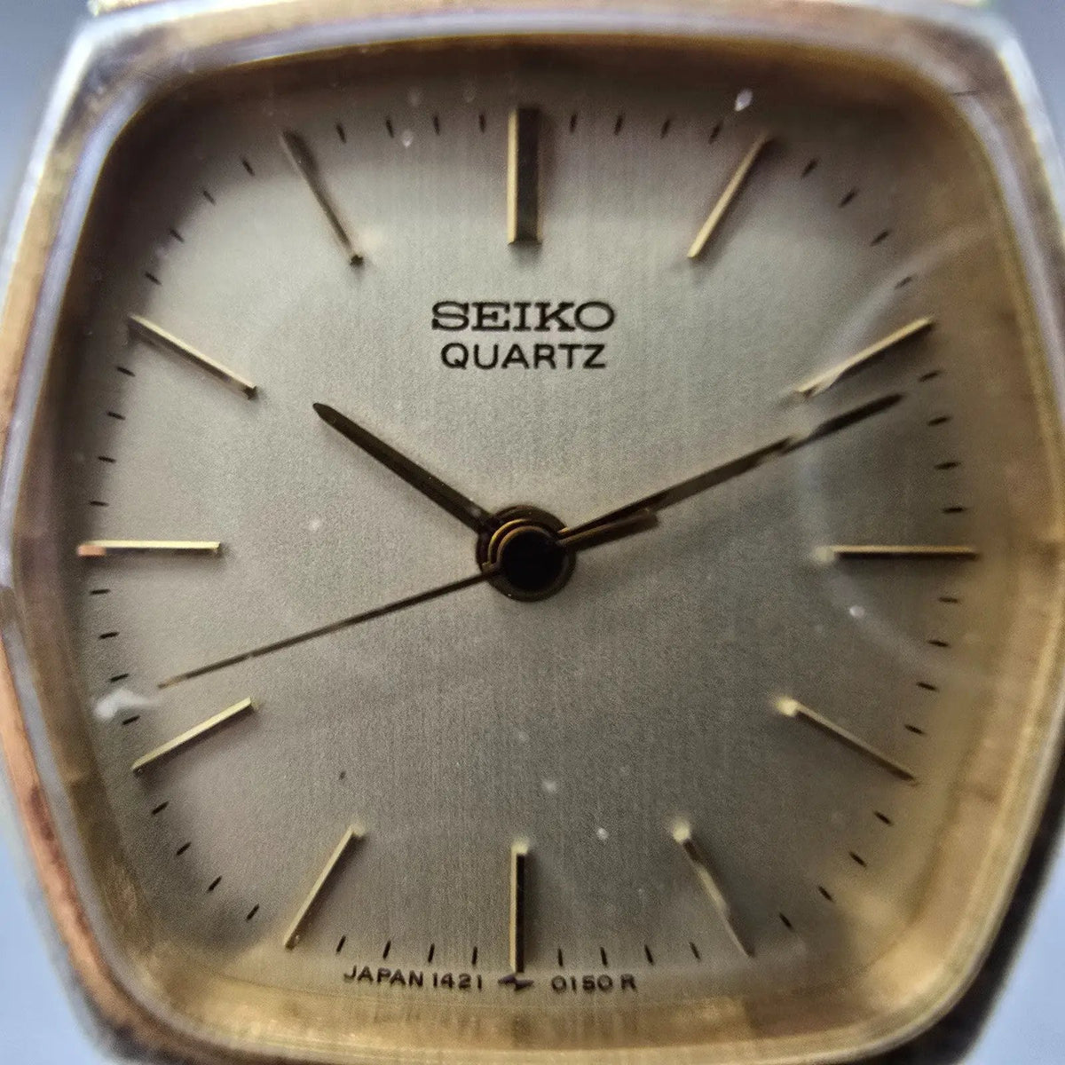 Seiko Watch Women 21mm Gold Dial Gold Plated Hexagon 1421-5080 New Battery VTG1