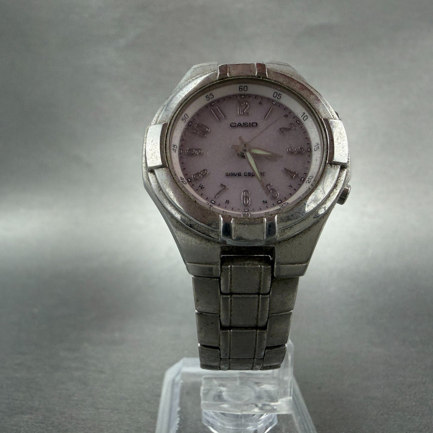 Casio Waveceptor Watch Women 30mm Purple Dial Silver Tone Round LWQ-150 Runs5