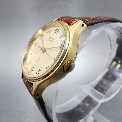 Seiko Watch Women 23mm Champagne Dial Gold Tone 43010030 New Battery2
