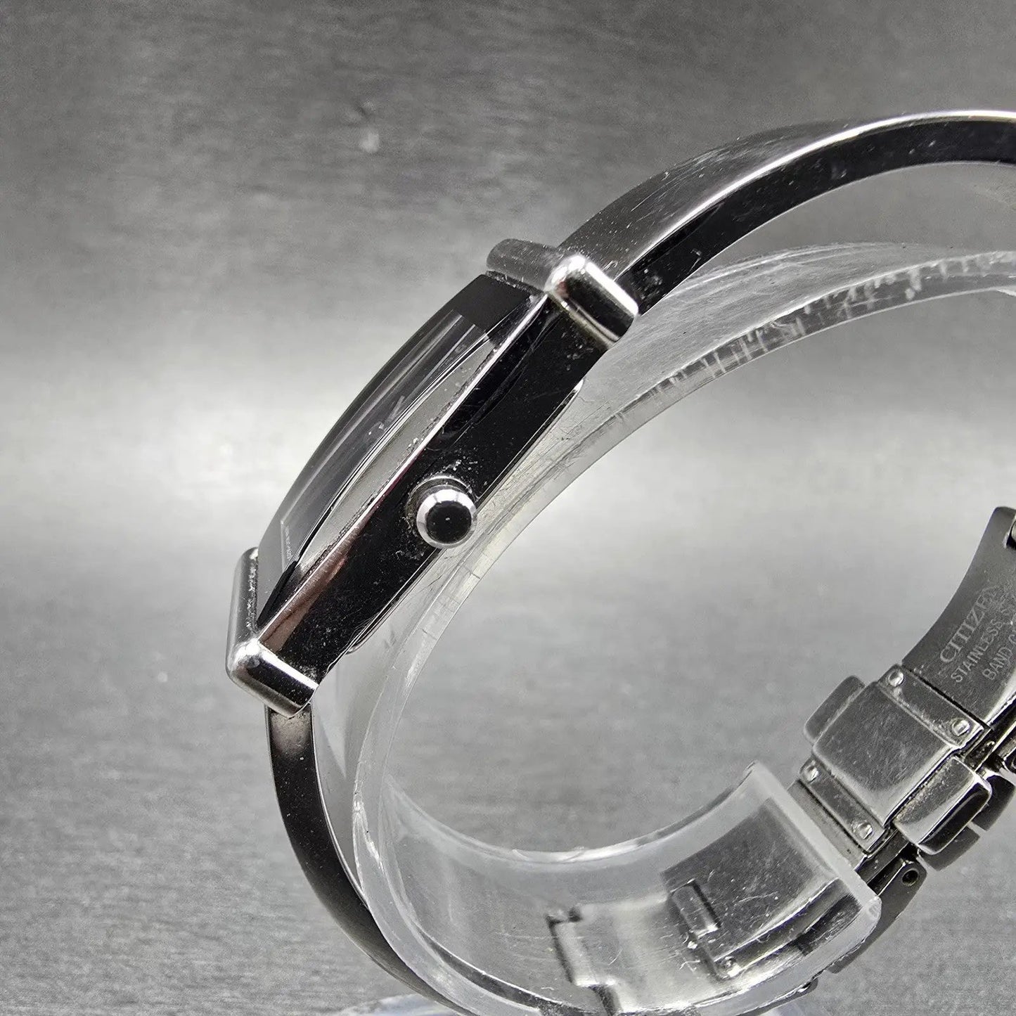 Citizen Eco-Drive Tank Watch Women 14mm Black Dial Silver Tone G620-S033730 Runs2